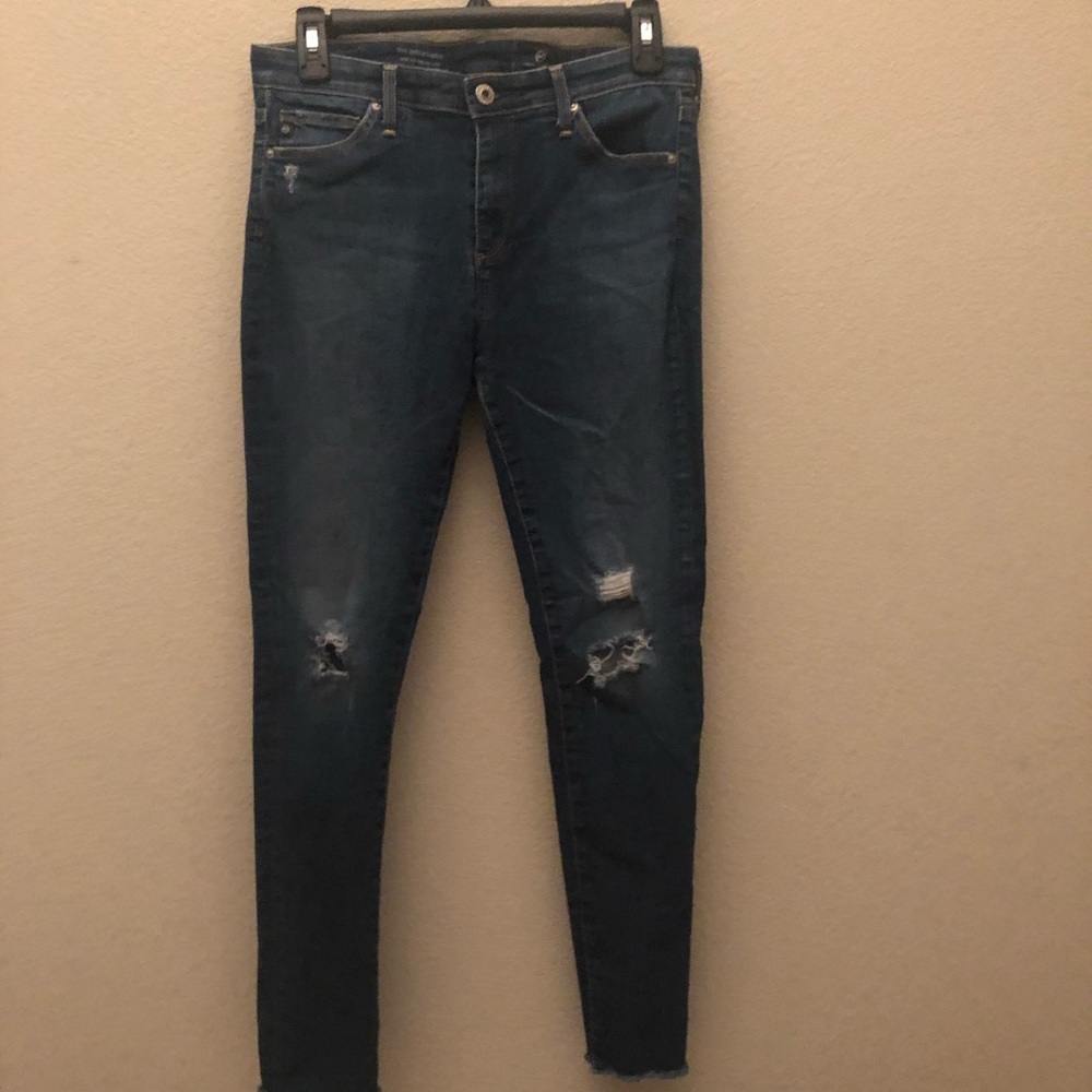 AG Distressed Jeans Mid Rise Legging Ankle Jeans